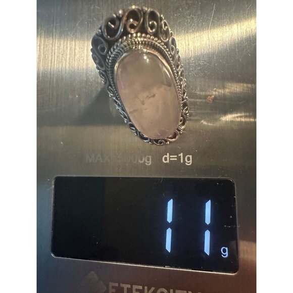 Sterling Silver Rose Quartz Chuncky Ring - Picture 3 of 7